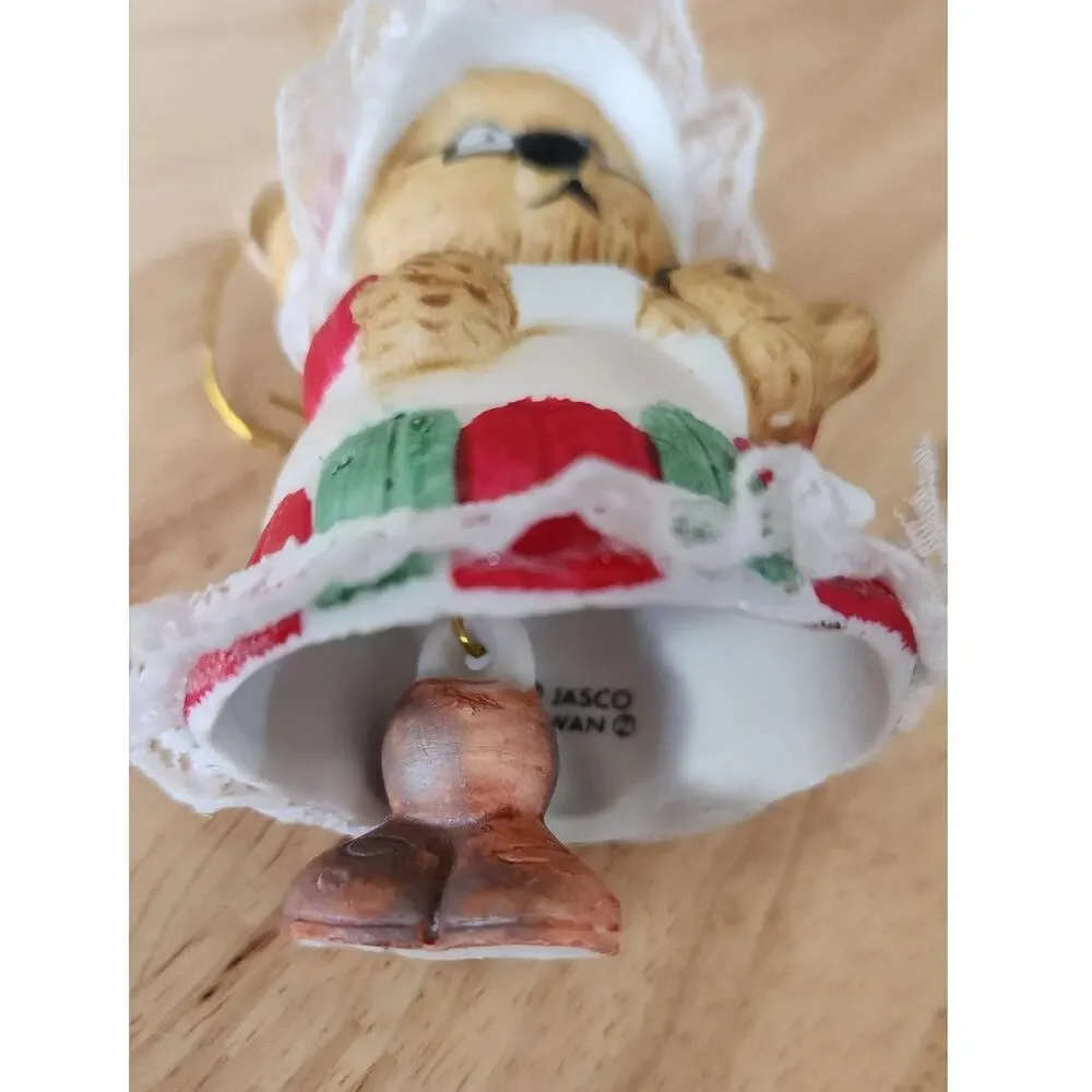 Lot 3 Vintage Jasco Bisque Porcelain Taiwan Caring Critter Chimer Bell Ornaments